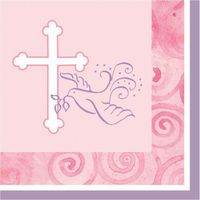 Faithful Dove - Pink Beverage Napkins, 3-Ply, Mid Count
