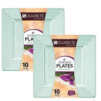 Squarete Hexagons Translucent Green Hard Plastic Elegant Disposable Plates, Bowls & Cups (2, 8" Lunch Plates)