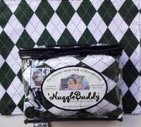 'NUGGLEBUDDY NEW! Microwavable Moist Heat & Aromatherapy Organic Rice Pack. Trendy Evergreen & White Argyle Flannel with SPEARMINT EUCALYPTUS Aromatherapy!