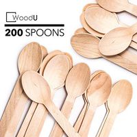 Disposable Wooden Eco Friendly Utensils, Cutlery Biodegradable Compostable Natural Birchwood Spoon, Party supplies Camping BBQ, Picnic, Birthday parties GO GREEN! (6.1/4" 200 Pack)