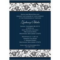 Delightfully Damask Boy Baptism Invitations - Set of 20