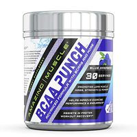 Amazing Muscle-BCAA Punch - Advanced Formula with BCAAs, CarnoSyn Beta Alanine, Taurine and More - Promotes Lean Muscle Mass,Strength & Power - 30 Servings (Blue Raspberry)