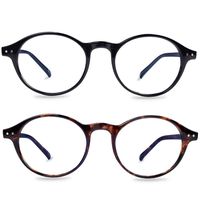 Blue Light Blocking Glasses 2 Pack, Anti Blue Light Reading Glasses Round Shape, Computer Gaming Glasses for Anti Eyestrain, UV400 Protection, Sleep Better (1.00X)