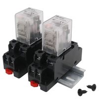 mxuteuk 2pcs JQX-13FL AC 110V Coil 8 Pin 10A DPDT LED Indicator Electromagnetic Power Relay, with Base, with DIN Rail Slotted Aluminum，1 Years Warranty