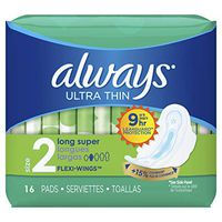 Always Ultra Thin Long/Super With Wings Unscented Pads 16 Count