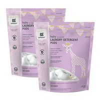 Grab Green {Stage 2; 5 + Months} Natural Baby Laundry Detergent Pods, Organic Enzyme-Powered, Plant & Mineral-Based Powder Pods, Dreamy Rosewood—with Essential Oils, 50 Loads (2 Pack)