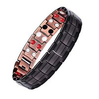 Feraco Magnetic Copper Bracelet for Men Arthritis Pain Relief with Double-Row Health 4 Elements, Gun Black