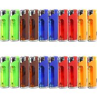 20 Pack Refillable Butane Cigarette Lighter with LED Flashlight