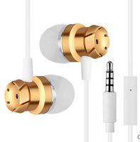 in-Ear Earphones, Licoers Universal 3.5mm Wired Metal Earbuds Nylon Wire in Ear Headphones with Mic and Case Bass Stereo Noise Isolating Ear Buds Inear Earphones (Gold)