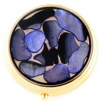 JewelryVolt Fashionable Pill Box - Gold Tone Color with Purple Shell Design