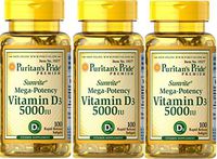 Vitamin D Mega Potency 5000 iu 100 caps - (3 Bottle Pack - 300 caps total) (3 Bottles)