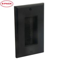 YinXiong 5 Pack Black Single Gong Brush Wall Plate - One Gang Face Plate With Brush Bristles (5, Black)