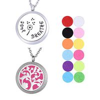 1 Set VALYRIA Tree of Life and Giraffe Aromatherapy Essential Oil Diffuser Necklace,Stainless Steel Locket