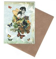 Michael's Indie Girl Set of 6 Embellished Blank Notecards ~ Here I Am (3.75" x 5"; Brown Envelopes)