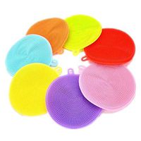 Dish Scrubber for Dishwashing Multi-use Non-scratch Net Cloth Scrubber Sponge Pack of 5 (Silicone)