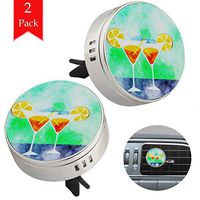 Water Color Wine Glass Orange 2 pcs silver Car Essential Oil Diffuser Vent Clip Aromatherapy Diffuser Locket Air Freshener with 4 Refill Pads 1.33x1.83in