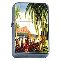 Perfection In Style Silver Flip Top Oil Lighter Vintage Hawaiian Art Design 008