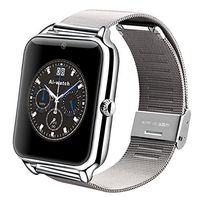 Touchscreen Z50 Smart Watch Bluetooth 3.0 smart watch phone 0.3mp Camera Pedometer Sedentary Reminder SYNC Watch with TF/SIM card For IOS and Android Smartphone Watch (Silver)