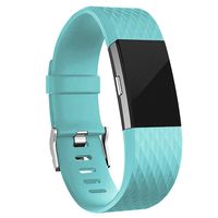 iGK Replacement Bands Compatible for Fitbit Charge 2, Adjustable Replacement Bands with Metal Clasp Special Edition Cyan Large