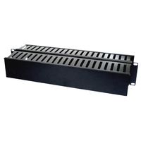 Quest Manufacturing Horizontal Finger Duct with Cover, 100 Cables Each Side, 2 Unit, 19", Black (HF19-02-200D)