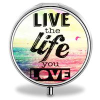 Compact Mini Portable Live The Life You Love 3 Compartments Travel Medical Medicine Case/Pill Organizer/Pill Box(Hing Hong Pill Case)