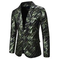 Naladoo Men's Suit Modern Fit Men's Slim Button Suit Plaid Jacket Coat Green