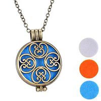 Aromatherapy Essential Oil Diffuser Pendant Necklace Bronze Vintage 4-Heart Oil Diffuser Locket Jewelry with 3 Pads