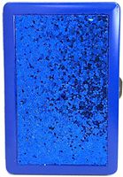Eclipse Blue Glitter Metal Cigarette Case Fits Kings and 100's, 3101GL-BL-1