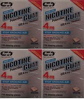Nicotine Gum 4mg Sugar Free Original Generic for Nicorette 110 Pieces per Box Pack of 4 Total 400 Pieces