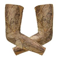 LEVEIS Vintage Map Arm Sleeves UV Protection for Men Women Sunblock Protective Gloves Running Golf Cycling Driving Long Arm Cover 1 Pair