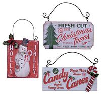 Wood Christmas Tree, Snowman, and Candy Cane Ornament or Gift Tag - Set of 3