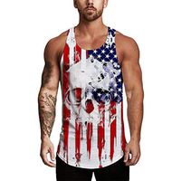 Xia&Han Mens Printed Sleeveless Casual Shirts Slim Fit Blouse Tops Bodybuilding Sport Vest Pullover White