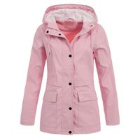 Women's Hooded Overcoat,Ladies Rain Jacket Button Zipper Plus Size Windproof Outwear