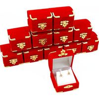 12 Red Velour Earring Gift Boxes Jewelry Case Display