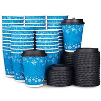Coffee Cups with Lids 12 oz – Extra Thick insulated disposable cups with lids – Eco-Friendly and Recyclable – To Go Cups for Hot and Cold Liquids with Leak-Proof Lids and Corrugated – 50 Sets