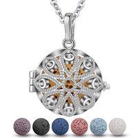 INFUSEU Evil Eye Essential Oil Diffuser Necklace Lava Stone Aroma Therapy Talisman Jewelry Set, 5 Pcs Rocks, 24" Chain