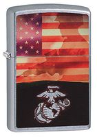 Zippo U.S. Marine Corps. Street Chrome Lighter