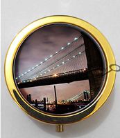 BlackKey Brooklyn Bridge Night Scenery 3-Compartment Decorative Pocket Gift Box Case Organizer for Pill, Color 2 -215