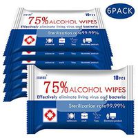 6 Pack Wet Wipes 75% Disposable Cleaning Wipes for Home, Travel, Office(Each Pack with 10 Pcs)