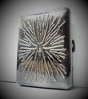 Brushed Gun Metal Raised Spider Design Cigarette Case, King Size, 3102GMSK