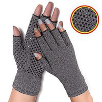 Arthritis Gloves Compression Joint Finger Pain Relief Hand Wrist Support Brace (Grey-with Grip, L)