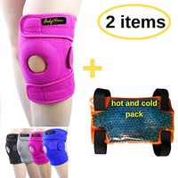 BodyMoves Kid's Knee Brace Support Plus Hot and Cold Ice Gel Pack for stabilizing Patella Meniscus Tear Ligament Injury Prevention (Sweet Pink)