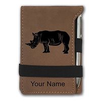 Mini Notepad, Rhinoceros, Personalized Engraving Included (Dark Brown)