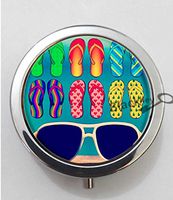 BlackKey Flip Flops & Sandals & Slippers Pattern 3-Compartment Decorative Pocket Gift Box Case Organizer for Pill, Color 1 -457