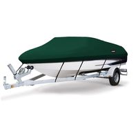 MSC Heavy Duty 600D Marine Grade Polyester Canvas Trailerable Waterproof Boat Cover, Pacific Blue,Fits V-Hull,Tri-Hull, Runabout Boat (Forest Green, Model E - Length:20'-22' Beam Width: up to 100")