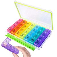 Aiky Weekly Pill Organizer 4 Times A Day Pill Box 7 Day Daily (Morn Noon Eve Bed) Moisture-Proof Design BPA-Free to Hold Vitamins, Fish Oil, Supplements, Medication