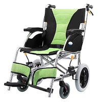 XIGUAN Manual Wheelchair, Folding Portable Lightweight Aluminum Alloy Wheelchair Folding Trolley, 4-Wheel Mobility Chair for The Elderly and Disabled (Color : Green)