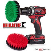 Cleaning Supplies - Drill Brush - 5-inch Medium and Stiff Bristle Brush Set - Clean and Scrub - Cast Iron Skillet - Outdoor Rug - Deck Brush - Mold, Mildew, and Moss - Rust, Calcium, Hard Water Stains