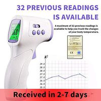Infrared Forehead Ear Thermometer, Accurate Digital Thermometer Non-Contact Laser Thermometer Temperature Gun Portable Body Basal Thermometer Gun with LCD Display for Infants and Adults