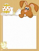 Brown Easter Bunny & Eggs & Chick Stationery Printer Paper 26 Sheets
